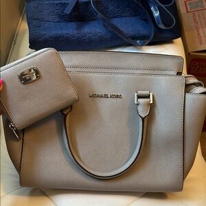 Michael Kors Taupe Satchel Bag